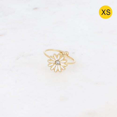 Bague Aloysia XS - marguerite émaillée et oxyde de zirconium